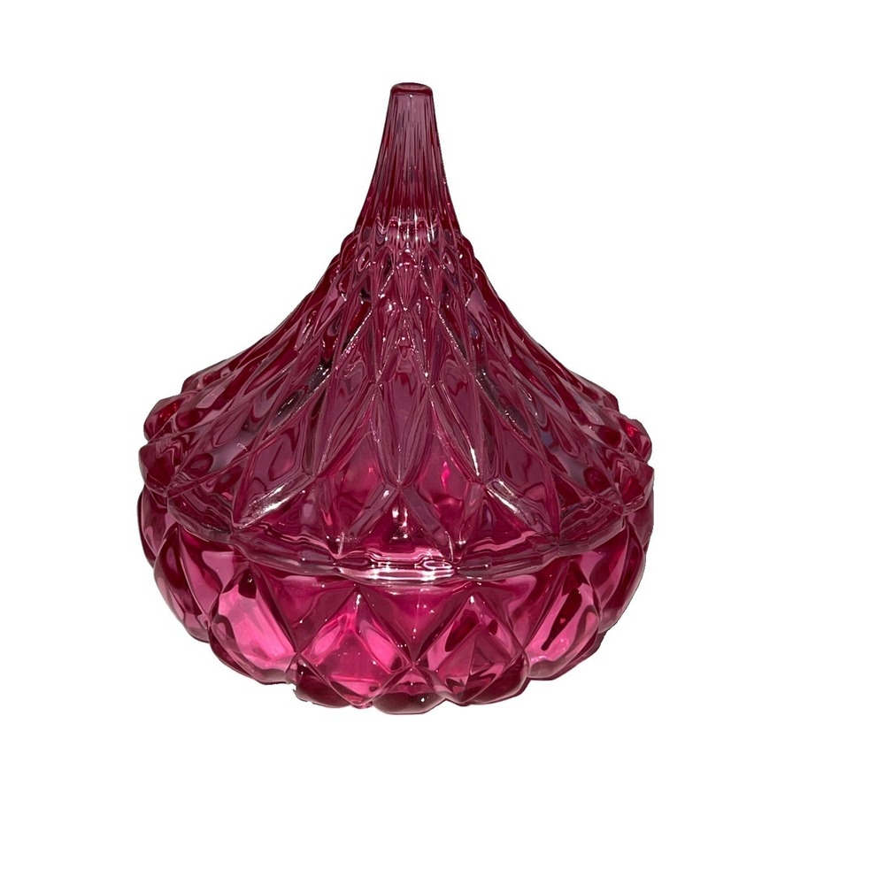 (5)Godinger Hershey Kiss Red Cut Crystal Covered Candy Dish Christmas Valentines